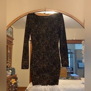 black and embellished long sleeve dress